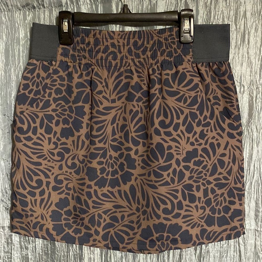 Brown and blue floral skirt